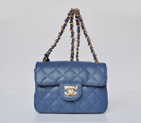 Chanel 1115 mini Classic Flap Bag Caviar Leather Blue in Gold 1115
