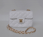 Chanel 1115 mini Classic Flap Bag Caviar Leather white in Gold 1115