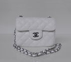 Chanel 1115 mini Classic Flap Bag Caviar Leather white in Silver 1115