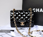 Chanel 1115 mini Classic Flap Bag Original Patent Leather Black in Gold 1115