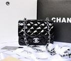 Chanel 1115 mini Classic Flap Bag Original Patent Leather Black in Silver 1115