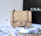 Chanel 1115 mini Classic Flap Bag Original Sheepskin Leather Lavender Apricot in Silver 1115
