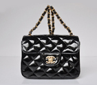 Chanel 1115 mini Classic Flap Bag Patent Leather Black in Gold 1115
