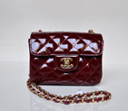 Chanel 1115 mini Classic Flap Bag Patent Leather Claret in Gold 1115