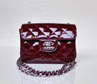Chanel 1115 mini Classic Flap Bag Patent Leather Claret in Silver 1115