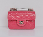 Chanel 1115 mini Classic Flap Bag Patent Leather Peach in Silver 1115