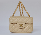 Chanel 1115 mini Classic Flap Bag Sheepskin Leather Apricot in Gold 1115