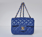 Chanel 1115 mini Classic Flap Bag Sheepskin Leather Blue in Gold 1115