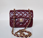 Chanel 1115 mini Classic Flap Bag Sheepskin Leather Claret in Gold 1115