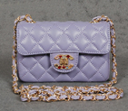 Chanel 1115 mini Classic Flap Bag Sheepskin Leather Lavender with Colorful Diamond CC logo 1115