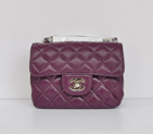Chanel 1115 mini Classic Flap Bag Sheepskin Leather Purple in Silver 1115