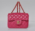 Chanel 1115 mini Classic Flap Bag Sheepskin Leather Rose in Gold 1115