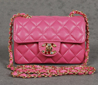 Chanel 1115 mini Classic Flap Bag Sheepskin Leather Rose with Colorful Diamond CC logo 1115