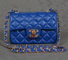 Chanel 1115 mini Classic Flap Bag Sheepskin Leather Royalblue with Colorful Diamond CC logo 1115
