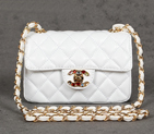 Chanel 1115 mini Classic Flap Bag Sheepskin Leather White with Colorful Diamond CC logo 1115