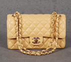 Chanel 1119 Flap Bag Sheepskin Leather Apricot with Colorful Diamond CC logo 1119