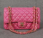 Chanel 1119 Flap Bag Sheepskin Leather Rose with Colorful Diamond CC logo 1119