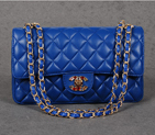 Chanel 1119 Flap Bag Sheepskin Leather Royalblue with Colorful Diamond CC logo 1119