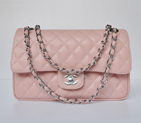 Chanel 2.55 Classic Flap Bag Caviar Leather 1112 in Pink with Silver Hardware 1112