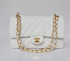 Chanel 2.55 Classic Flap Bag Caviar Leather 1112 in White with Gold Hardware 1112