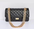 Chanel 2.55 Classic Flap Bag Sheepskin Leather in Black with Gold Hardware 1112