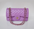 Chanel 2.55 Classic Flap Bag Sheepskin Leather in Pink Purple with Gold Hardware 1112