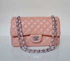 Chanel 2.55 Classic Flap Bag Sheepskin Leather in Pink with Silver Hardware 1112