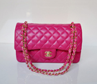 Chanel 2.55 Classic Flap Bag Sheepskin Leather in Plum red with Gold Hardware 1112