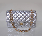 Chanel 2.55 Classic Flap Bag Sheepskin Leather in Silver with Gold Hardware 1112