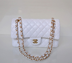 Chanel 2.55 Classic Flap Bag Sheepskin Leather in white with Gold Hardware 1112