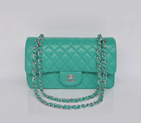 Chanel 2.55 Classic Flap Bag lake Green Sheepskin Leather Silver 1112