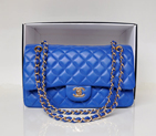 Chanel 2.55 Classic Original Leather Flap Bag 1112 in Blue with Gold Hardware 1112