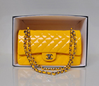Chanel 2.55 Classic Original Patent Leather Flap Bag in Yellow with Silver Hardware 1112
