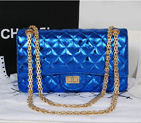 Chanel 2.55 Series Classic Flap Bag 1112 Blue Shiny Gold 1112
