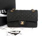 Chanel 2.55 Series Classic Flap Bag 1112 Original Cannage Pattern Nubuck Leather in Black with Gold 1112