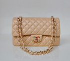 Chanel 2.55 Series Classic Flap Bag Apricot Sheepskin Leather 1112 Multicolour CC Logo 1112