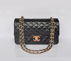 Chanel 2.55 Series Classic Flap Bag Black Sheepskin Leather 1112 Multicolour CC Logo 1112