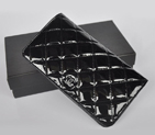 Chanel A001 Patent leather Long Two-Fold Wallets in Black A001