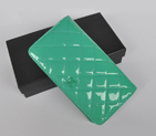 Chanel A001 Patent leather Long Two-Fold Wallets in Green A001
