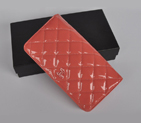 Chanel A001 Patent leather Long Two-Fold Wallets in Pink A001