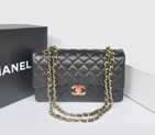 Chanel A1112 Flap Bag Sheepskin Leather Black in Gold 1112