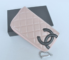 Chanel A169 Combon Sheepskin Zip Around Wallet pink&black A169