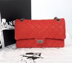 Chanel A226 Classic Flap Bag Original Cannage Pattern Nubuck Leather Red with Silver A226