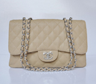 Chanel A28600 Caviar Leather Classic Flap Bag in Apricot with Silver A28600