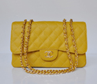 Chanel A28600 Caviar Leather Classic Flap Bag in Yellow with Gold A28600