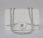 Chanel A28600 Caviar Leather Classic Flap Bag in white with Silver A28600