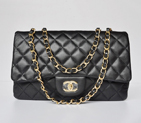 Chanel A28600 Sheepskin Leather Classic Flap Bag in Black with Gold A28600