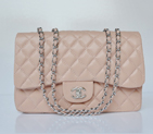 Chanel A28600 Sheepskin Leather Classic Flap Bag in Pink with Silver A28600