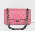 Chanel A30226 Calf Leather Classic Flap Bag in Peach with Gun color chain A30226