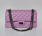 Chanel A30226 Classic Flap Bag Sheepskin Leather in Purple with Gun color hardware A30226